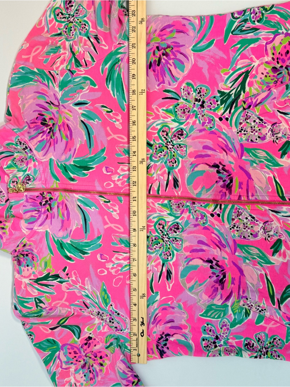 Lilly Pulitzer Hot Pink Zip Up Floral Print Top with Pockets XXL - Picture 8 of 11